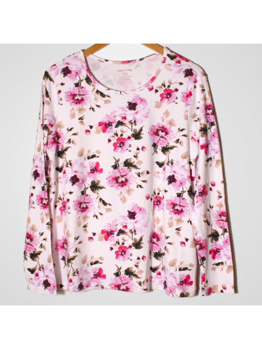 White Stag 100% Cotton Floral Print Long Sleeve Knit Tee Size XL 16-18